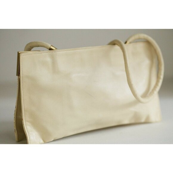 Vintage Kid Leather Python Skin Nude Beige Convertible Clutch - Picture 4 of 10